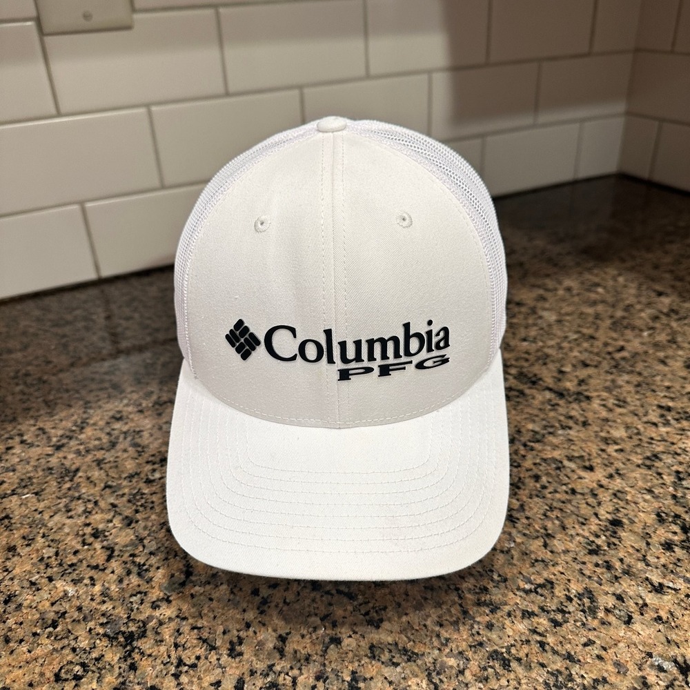 Columbia PFG Trucker Hat White Men's O/S Adjustable Snapback COOLMAX Fishing